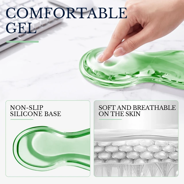 Alt view image 3 of 6 - Gel Keyboard and Mouse Wrist Rest Set for Computer, Green Wavy Mouse Pad with Wrist Rest, Ergonomic Design, Waterproof, Non-Slip, Easy to Clean, Typing Comfort for Office and Gaming