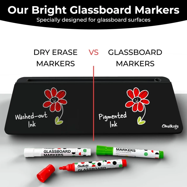 Alt view image 5 of 7 - Black Glass Desktop Whiteboard with Storage - Desk Organizer Buddy Dry Erase Board, Work Desk Organizers, Computer Keyboard Stand, Home Office Accessories, Workspace Desktop Buddy + 3 Markers