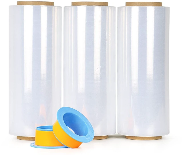 Main image of Clear Stretch Wrap Industrial Strength 12" x 1000 Ft 3 Pack - 80 Gauge Thick - Clear Plastic Cling, Stretch Film Rolls for Packaging Moving Packing Pallets