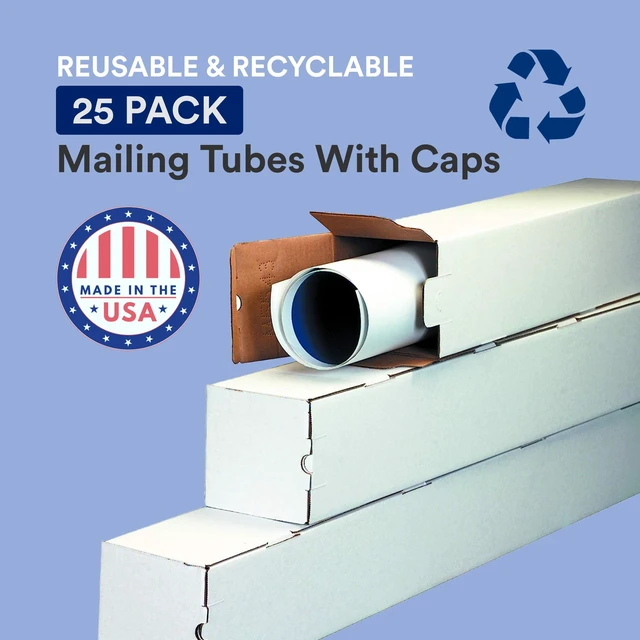 Alt view image 3 of 5 - Mailing Tubes, 37 L x 3 W x 3 H, 25-Pack Square Corrugated Tubes for Mailing and Storage of Blueprints