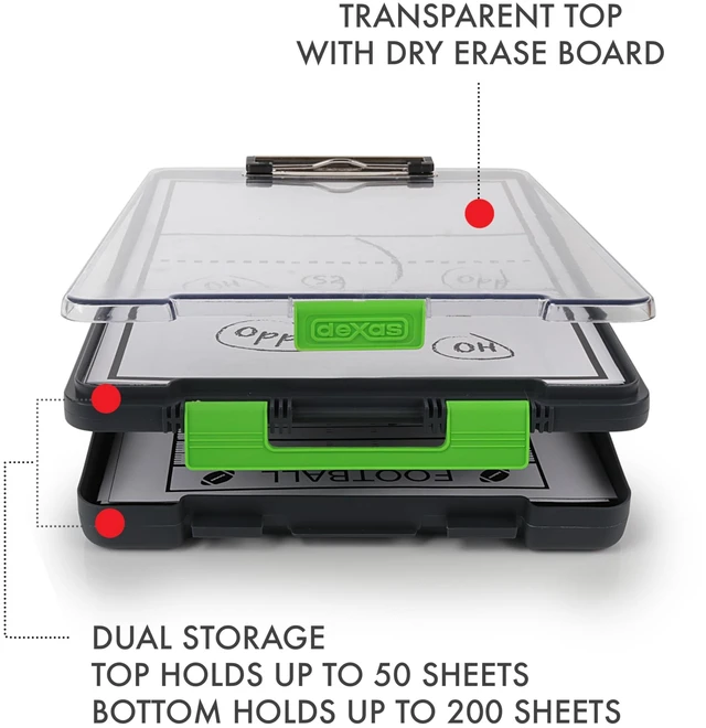 Alt view image 4 of 7 - Clearview Clipcase clipboard13.75 X 9.5 in, Green. See Papers Clearly Outdoors, Stay Organized and Dry. Ideal for Coaching, Teaching, homeschooling, Art, Trades, and Medical pros