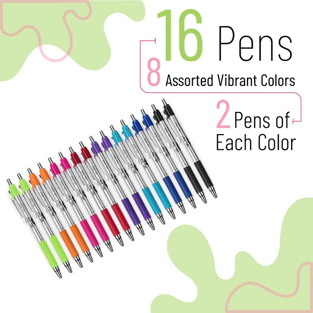 Alt view image 2 of 7 - Retractable Bible Pens, 16 Pack, Assorted Colors Ink No Bleed Through, Fast Dry & Smooth Writing Pens for Bible Journaling, Color Coding, Note Taking, Study & Planning