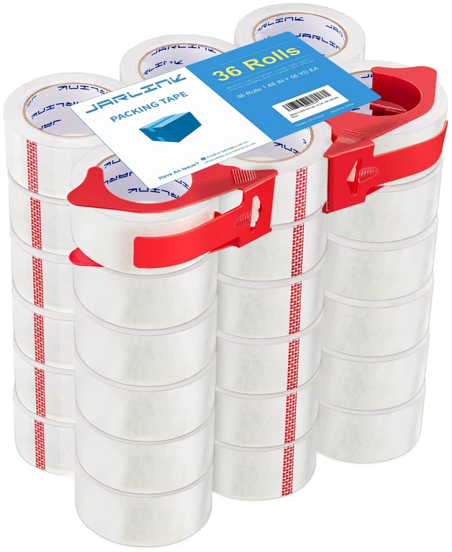 Main image of 36 Rolls Clear Packing Tape with 2 Dispensers for Shipping