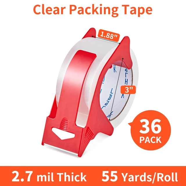 Alt view image 2 of 7 - 36 Rolls Clear Packing Tape with 2 Dispensers for Shipping
