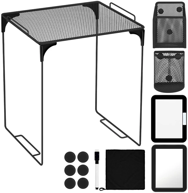 Main image of Locker Organizer, Back to School Essentials Locker Accessories for Boys, Locker Set Include Locker Shelf, Locker Mirror, Whiteboard, Dry Erase Markers Holder and More (Black)