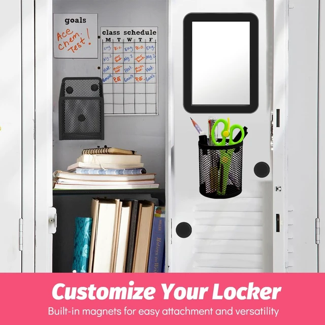 Alt view image 6 of 7 - Locker Organizer, Back to School Essentials Locker Accessories for Boys, Locker Set Include Locker Shelf, Locker Mirror, Whiteboard, Dry Erase Markers Holder and More (Black)