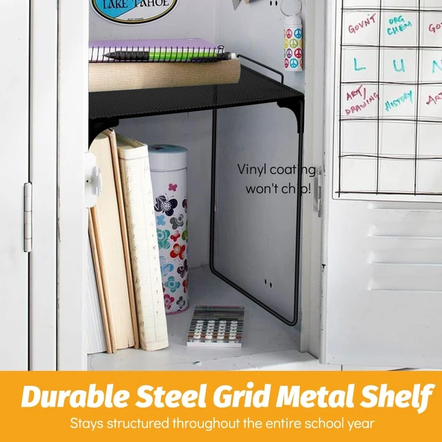 Alt view image 5 of 7 - Locker Organizer, Back to School Essentials Locker Accessories for Boys, Locker Set Include Locker Shelf, Locker Mirror, Whiteboard, Dry Erase Markers Holder and More (Black)