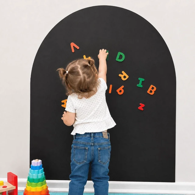 Main image of Magnetic Arch Wall Decal, Magnetic Chalkboard for Wall 42" x 32" Adhesive Backing Wallpaper (Black)