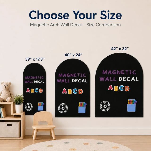 Alt view image 2 of 6 - Magnetic Arch Wall Decal, Magnetic Chalkboard for Wall 42" x 32" Adhesive Backing Wallpaper (Black)