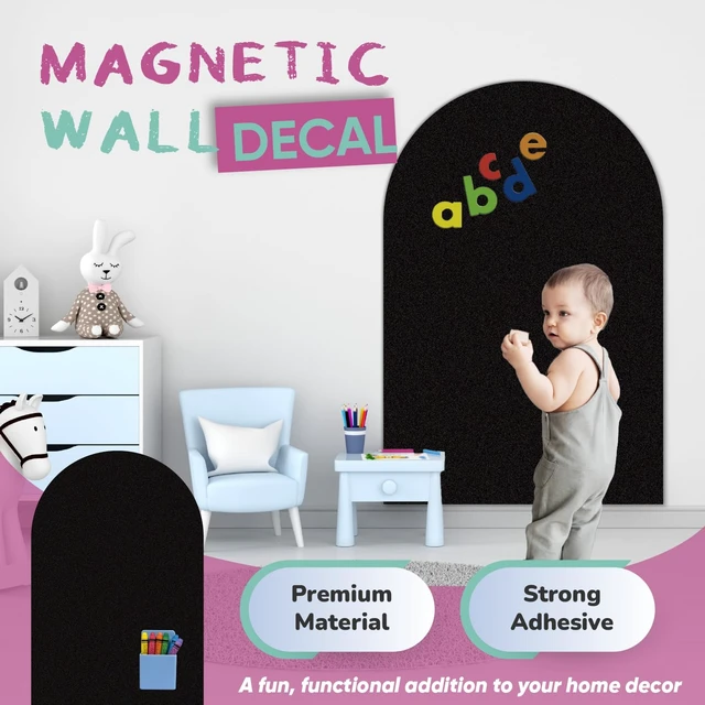 Alt view image 5 of 6 - Magnetic Arch Wall Decal, Magnetic Chalkboard for Wall 42" x 32" Adhesive Backing Wallpaper (Black)