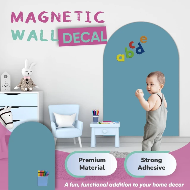 Alt view image 4 of 6 - Magnetic Arch Wall Decal, Magnetic Chalkboard for Wall 42" x 32" Adhesive Backing Wallpaper(Celadon)