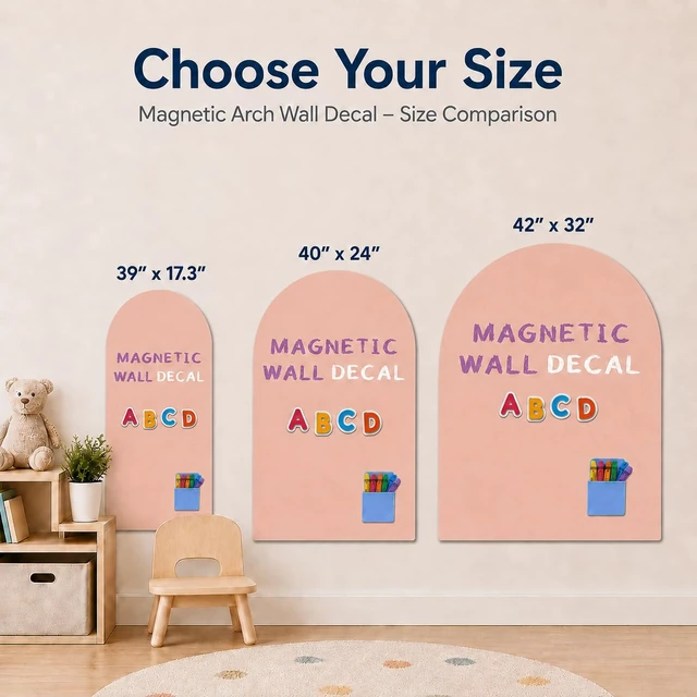 Alt view image 2 of 7 - Magnetic Arch Wall Decal, Magnetic Chalkboard for Wall 42" x 32" Adhesive Backing Wallpaper for Playroom Home(Camel Blush)