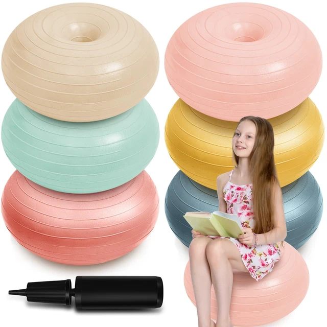 Main image of 6 Pcs Flexible Seating for Classroom Elementary, Hippie Boho Color 20 Inch Large Yoga Ball Chairs, Inflated Wobble Chair for Sensory, Donut Ball Seats with Inflator for Classroom Office School