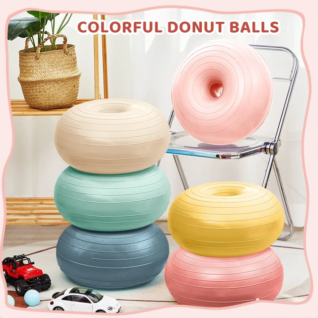 Alt view image 3 of 7 - 6 Pcs Flexible Seating for Classroom Elementary, Hippie Boho Color 20 Inch Large Yoga Ball Chairs, Inflated Wobble Chair for Sensory, Donut Ball Seats with Inflator for Classroom Office School