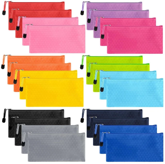 Main image of 24pcs Pencil Pouch Bulk, Bill Size Zipper Pouches Pencil Case, Waterproof Pencil Bags for Office Supplies, Kids, Travel Accessories Stationery 12 Colors