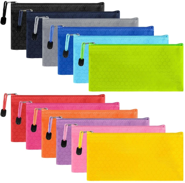 Alt view image 3 of 7 - 24pcs Pencil Pouch Bulk, Bill Size Zipper Pouches Pencil Case, Waterproof Pencil Bags for Office Supplies, Kids, Travel Accessories Stationery 12 Colors