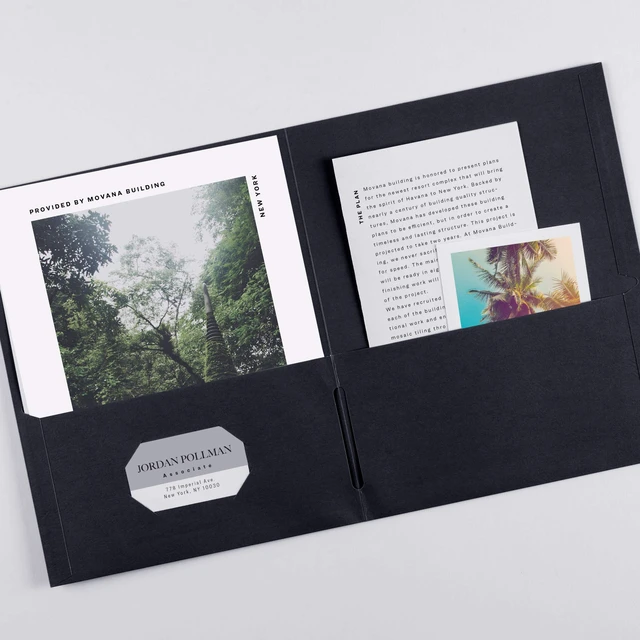 Alt view image 6 of 7 - ® Two Pocket Folders, Holds up to 40 Sheets, Business Card Slot, 25 Black Folders (47988), (Pack of 5)