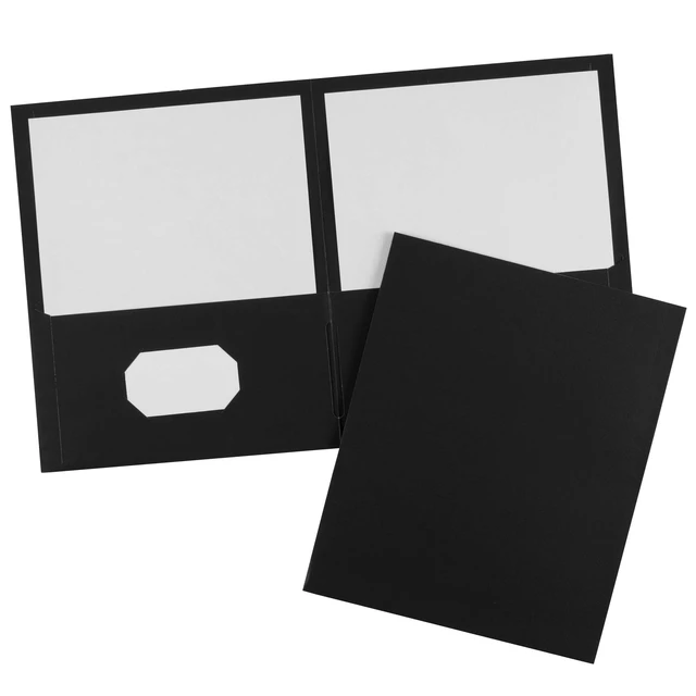 Alt view image 7 of 7 - ® Two Pocket Folders, Holds up to 40 Sheets, Business Card Slot, 25 Black Folders (47988), (Pack of 5)