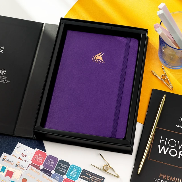 Alt view image 7 of 7 - Planner Premium, Undated Weekly & Monthly Planner, Purple Advanced planner with gift box & stickers, daily day organizer for women, men & entrepreneurs, A5 eco leather hard cover