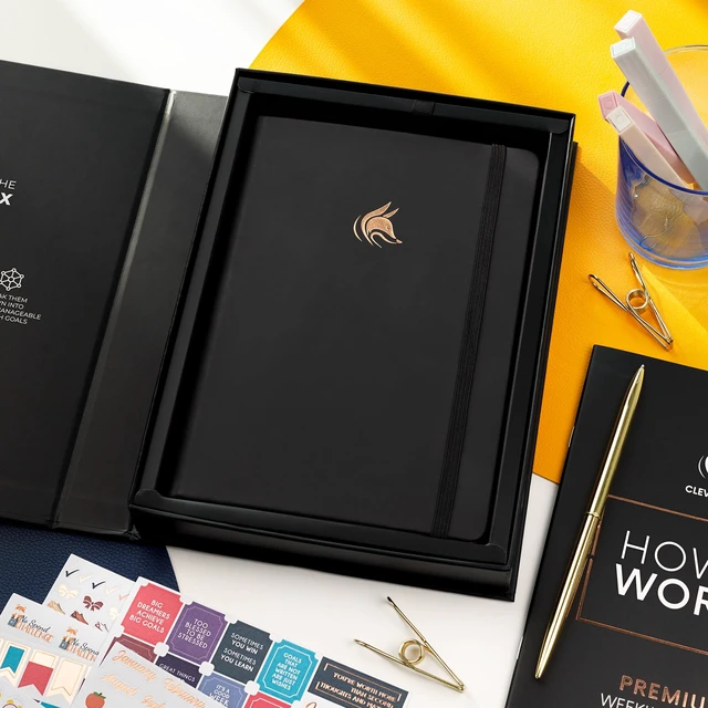 Alt view image 7 of 7 - Planner Premium, Undated Weekly & Monthly Planner, Black Advanced planner with gift box & stickers, daily day organizer for women, men & entrepreneurs, A5 eco leather hard cover