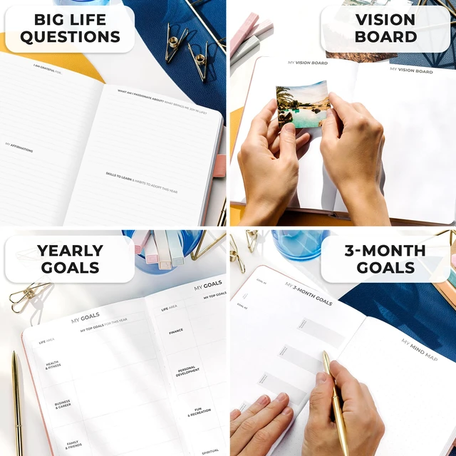 Alt view image 6 of 7 - Planner Premium, Undated Weekly & Monthly Planner, Rose Gold Advanced planner with gift box & stickers, daily day organizer for women, men & entrepreneurs, A5 eco leather hard cover