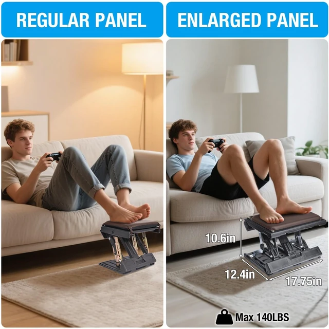 Alt view image 4 of 7 - Adjustable Foot Rest Under Desk for Office,Home, Gaming & Study Infinite Angle, Ergonomic Footrest,Removable Cushion,Foldable Design,15.75" x 10.2" Platform & Up to 10.6" Height,Brown