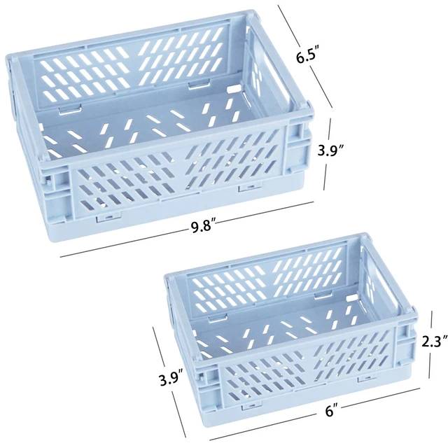 Alt view image 2 of 5 - 2-Pack Mini Foldable Plastic Baskets for Organizing and Storage, Collapsible Storage Crate for Home Kitchen Bedroom Bathroom Office (9.8x6.5x3.8, Blue)
