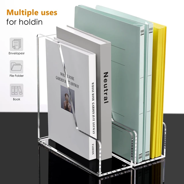 Alt view image 4 of 7 - 2-Pack Acrylic Magazine File Holder Desk Organizer Magazine Rack, Clear, Vertical File Sorter Holders, 9.45" D x 3.54" W x 10.24" H