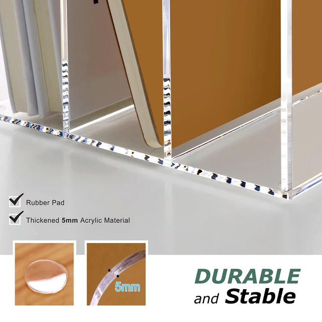 Alt view image 4 of 7 - Acrylic Magazine Holder Desk Organizer Workspace Sorter Clear 3 Slot Bookend File Sorter Holder,Folder Rack, Office Accessories Organization Storage with 3 Vertical Compartments