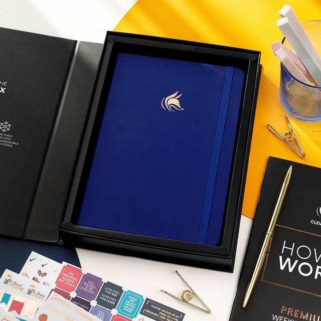 Alt view image 7 of 7 - Planner Premium, Undated Weekly & Monthly Planner, Navy Blue Advanced planner with gift box & stickers, daily day organizer for women, men & entrepreneurs, A5 eco leather hard cover