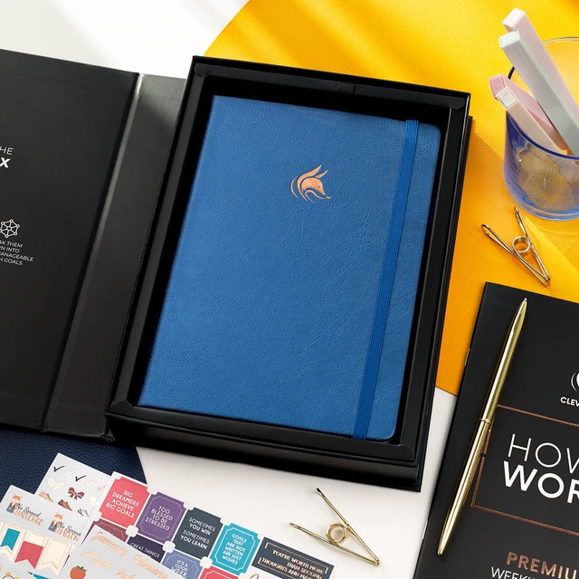 Alt view image 7 of 7 - Planner Premium, Undated Weekly & Monthly Planner, Mystic Blue Advanced planner with gift box & stickers, daily day organizer for women, men & entrepreneurs, A5 eco leather hard cover