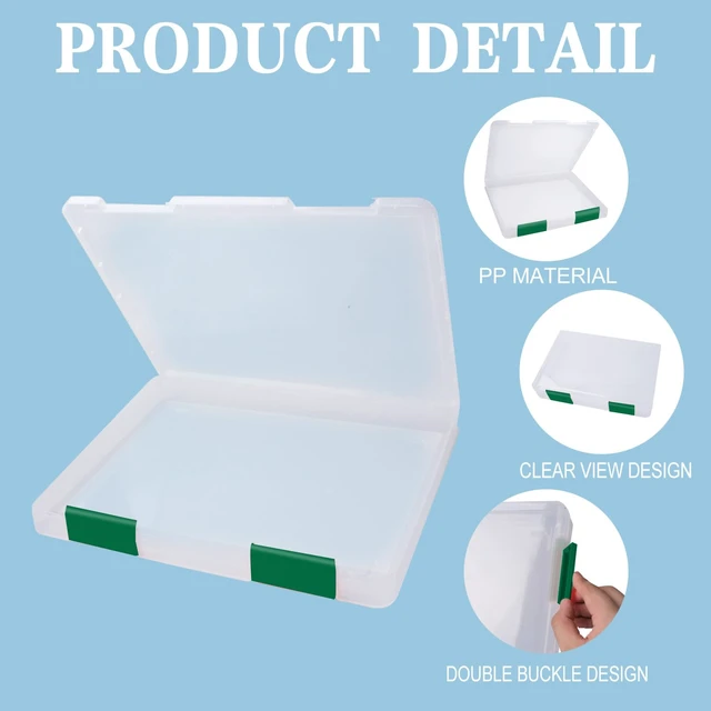 Alt view image 3 of 6 - 12 Pcs Clear Paper Storage Box, Green, 12.4 x 9.84 x 1.18 Inches A4 Plastic File Box with Buckle, Document Paper Organizer, for Magazine Craft, Board Game Project Cases Containers