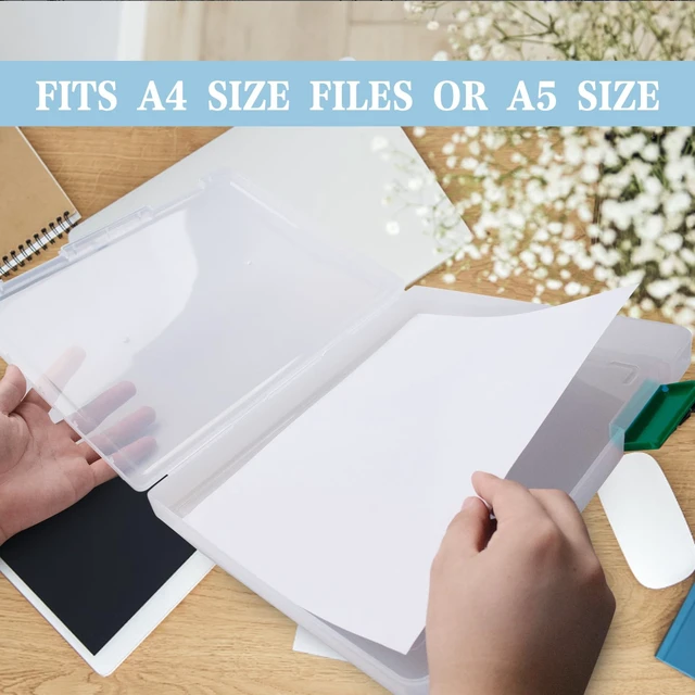 Alt view image 4 of 6 - 12 Pcs Clear Paper Storage Box, Green, 12.4 x 9.84 x 1.18 Inches A4 Plastic File Box with Buckle, Document Paper Organizer, for Magazine Craft, Board Game Project Cases Containers