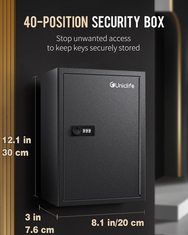 Alt view image 2 of 7 - 40 Position Slotted Key Cabinet with Combination Lock Resettable Black Digital Security Storage Box Steel Key Organizer with Slotted Racks White Key Tag Labels and Permanent Pen