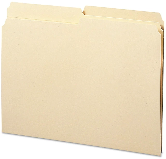 Main image of File Folder, Reinforced 1/2-Cut Tab, Assorted Positions, Letter Size, Manila, 100 per Box (10326)
