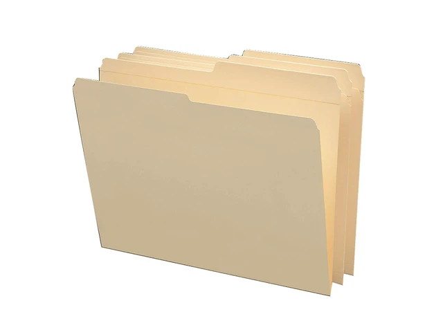 Alt view image 2 of 5 - File Folder, Reinforced 1/2-Cut Tab, Assorted Positions, Letter Size, Manila, 100 per Box (10326)
