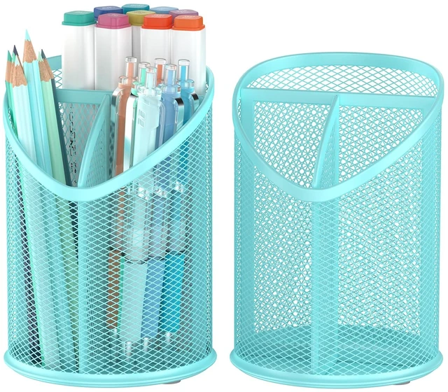 Main image of 2 Pack Pen Holder Mesh Round Pencil (Blue)