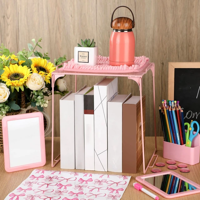 Alt view image 4 of 6 - 16 Pcs Locker Accessories for Girls Locker Decor, Pink, Playful Back to School Locker Decorations Bow Wallpaper Magnetic Whiteboard Mirror Dry Eraser Marker Rug Storage Cup Organizing Shelf