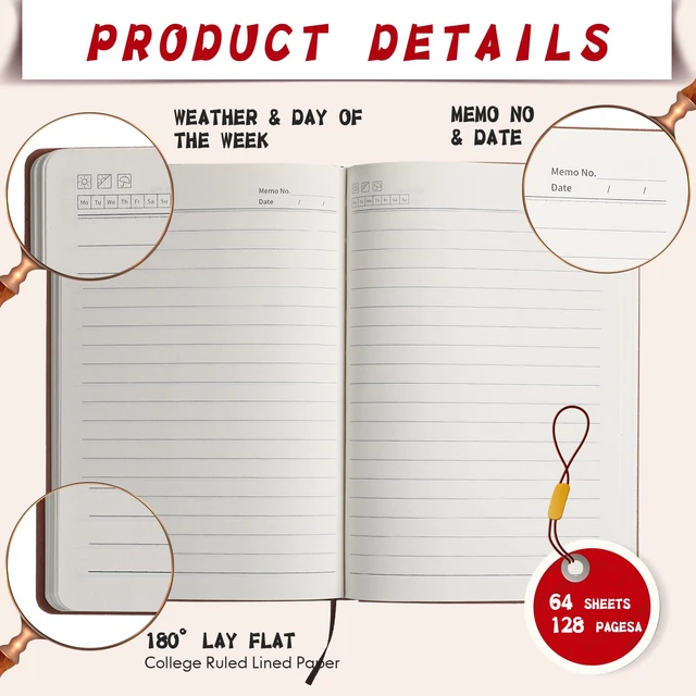 Alt view image 3 of 7 - 84 Pcs A6 PU Leather Journals Bulk Tree Notebooks, Vintage Color