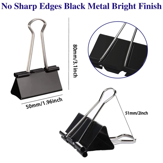 Alt view image 2 of 7 - Large Binder Clips 2 Inch (72 Pack), Extra Large Binder Clips Big Paper Clamps Giant Clips for Office and Home Supplies, Black