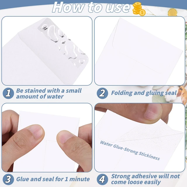 Alt view image 3 of 7 - 1000 Pcs Money Envelopes for Cash 3.5x6.5in White Coin Envelopes Small Cash Envelopes with Gummed Flaps for Money Saving Challenge Small Item Organizer Coins Tickets Tips Parts Seed Storage