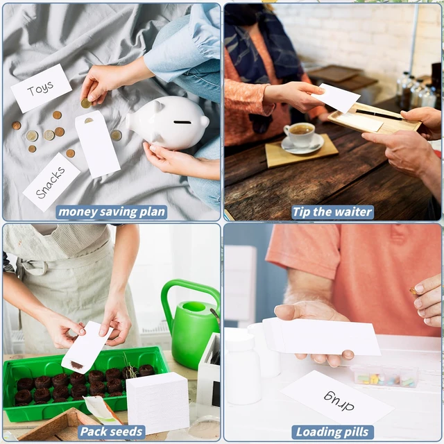 Alt view image 6 of 7 - 1000 Pcs Money Envelopes for Cash 3.5x6.5in White Coin Envelopes Small Cash Envelopes with Gummed Flaps for Money Saving Challenge Small Item Organizer Coins Tickets Tips Parts Seed Storage