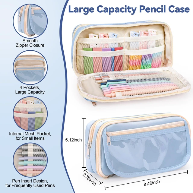 Alt view image 6 of 7 - 61PCS Aesthetic College School Supplies Set with Cute Pencil Case Pastel No Bleed Highlighters, Gel & Erasable Pens, Mechanical Pencils, Refills & Sticky Notes, Complete Stationery Kit
