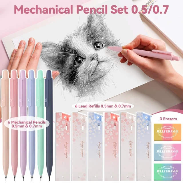 Alt view image 5 of 7 - 61PCS Aesthetic College School Supplies Set with Cute Pencil Case Pastel No Bleed Highlighters, Gel & Erasable Pens, Mechanical Pencils, Refills & Sticky Notes, Complete Stationery Kit