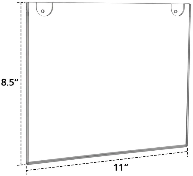 Alt view image 6 of 6 - 6-Packs Acrylic Wall Sign Holder 8.5x11 Horizontal, Clear Plastic Picture Frames, Wall Mounted Design, Support No Drilling (Provide 3M Tape and Mounting Screws)