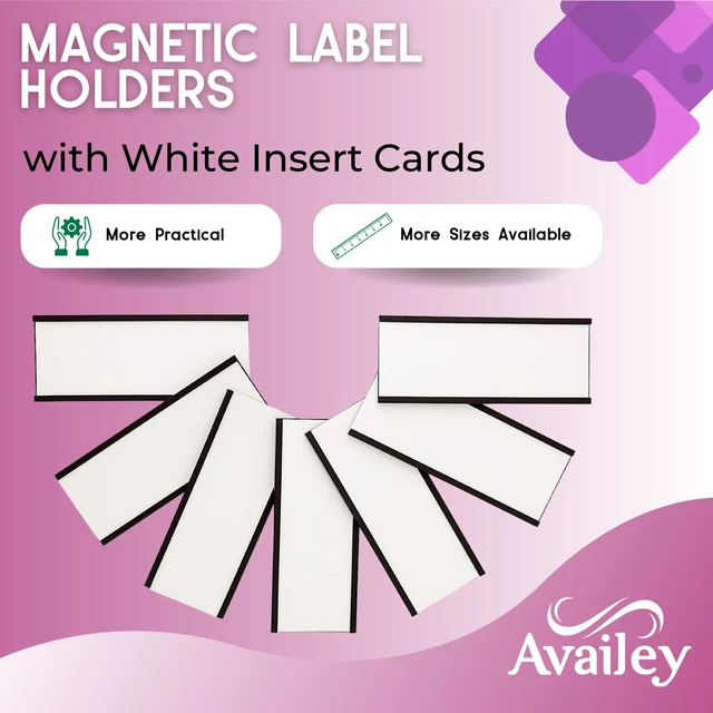 Alt view image 2 of 7 - Availey 40 Pack Magnetic 'C' Channel Label Holders for Metal Racks and Shelves with Protective Films and Replacement Strips 4" x 1.6"