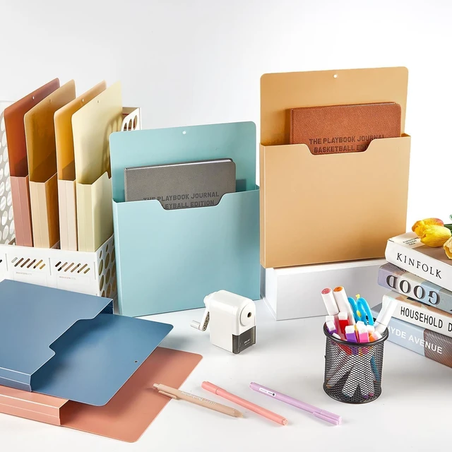 Alt view image 4 of 7 - 8 Pcs Magnetic Wall File Organizer Magnetic File Paper Holder Hanging Refrigerator Magazine Mail Holder for Planners Letters Documents Whiteboard Classroom Office Home (Boho,10 x 13 Inch)