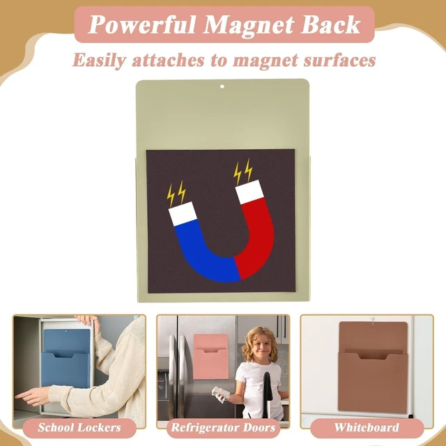 Alt view image 5 of 7 - 8 Pcs Magnetic Wall File Organizer Magnetic File Paper Holder Hanging Refrigerator Magazine Mail Holder for Planners Letters Documents Whiteboard Classroom Office Home (Boho,10 x 13 Inch)