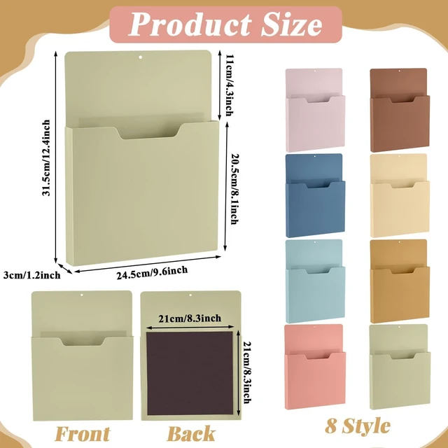 Alt view image 2 of 7 - 8 Pcs Magnetic Wall File Organizer Magnetic File Paper Holder Hanging Refrigerator Magazine Mail Holder for Planners Letters Documents Whiteboard Classroom Office Home (Boho,10 x 13 Inch)
