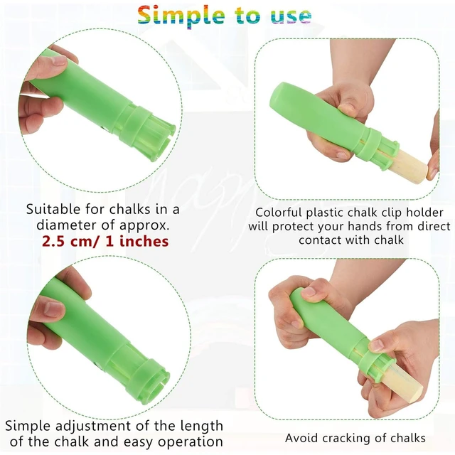 Alt view image 4 of 7 - 30 Pieces Sidewalk Chalk Holders Jumbo for Kid,Bright Colors Jumbo Railroad Chalk Holder for Teachers Students Toddlers Christmas, Office Classroom Outdoor, Plastic Adjustable Clip